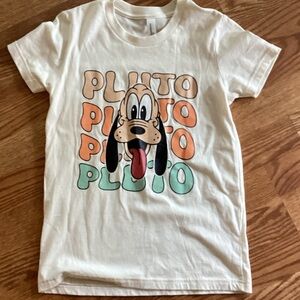 Kids White Pluto Graphic Tee - Classic Disney Style